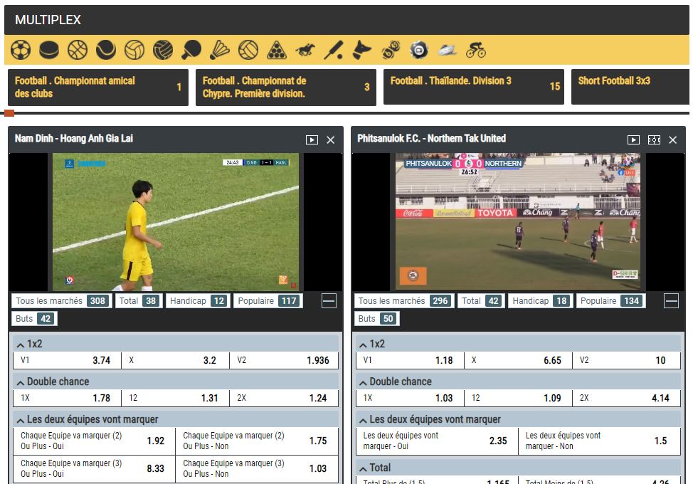 Deux rencontres de foot en direct